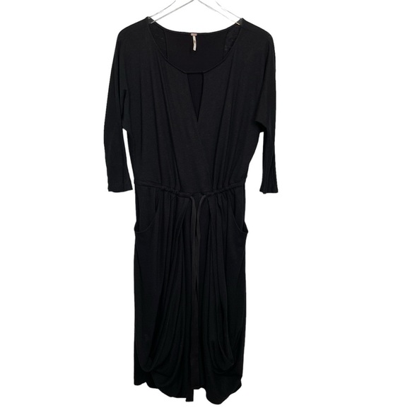 Free People Black Cut Out Tie Front Dress - Picture 9 of 16